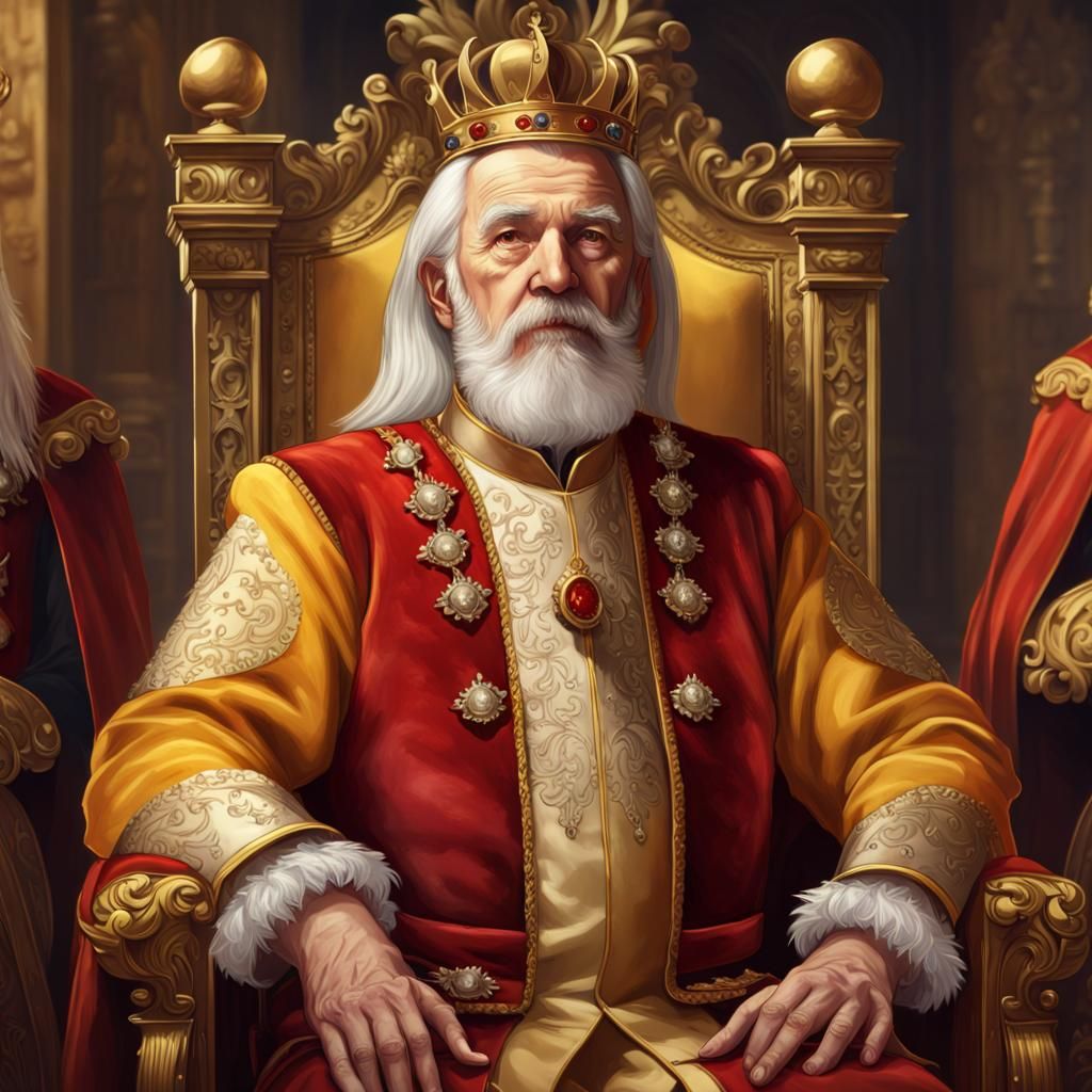 Renaissance King on Golden Throne: Hyperdetailed Portrait