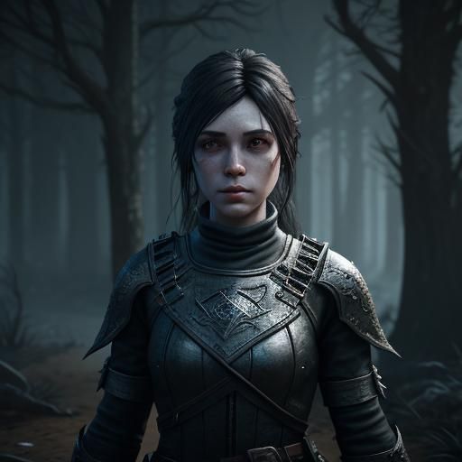Horror Game Female Character in 3D Cinematic Style