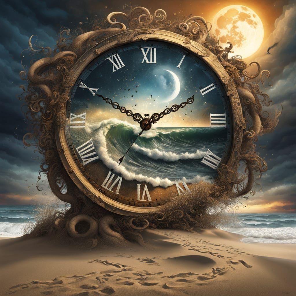 Surreal Sands of Time: AI Explosion in Fluid Art