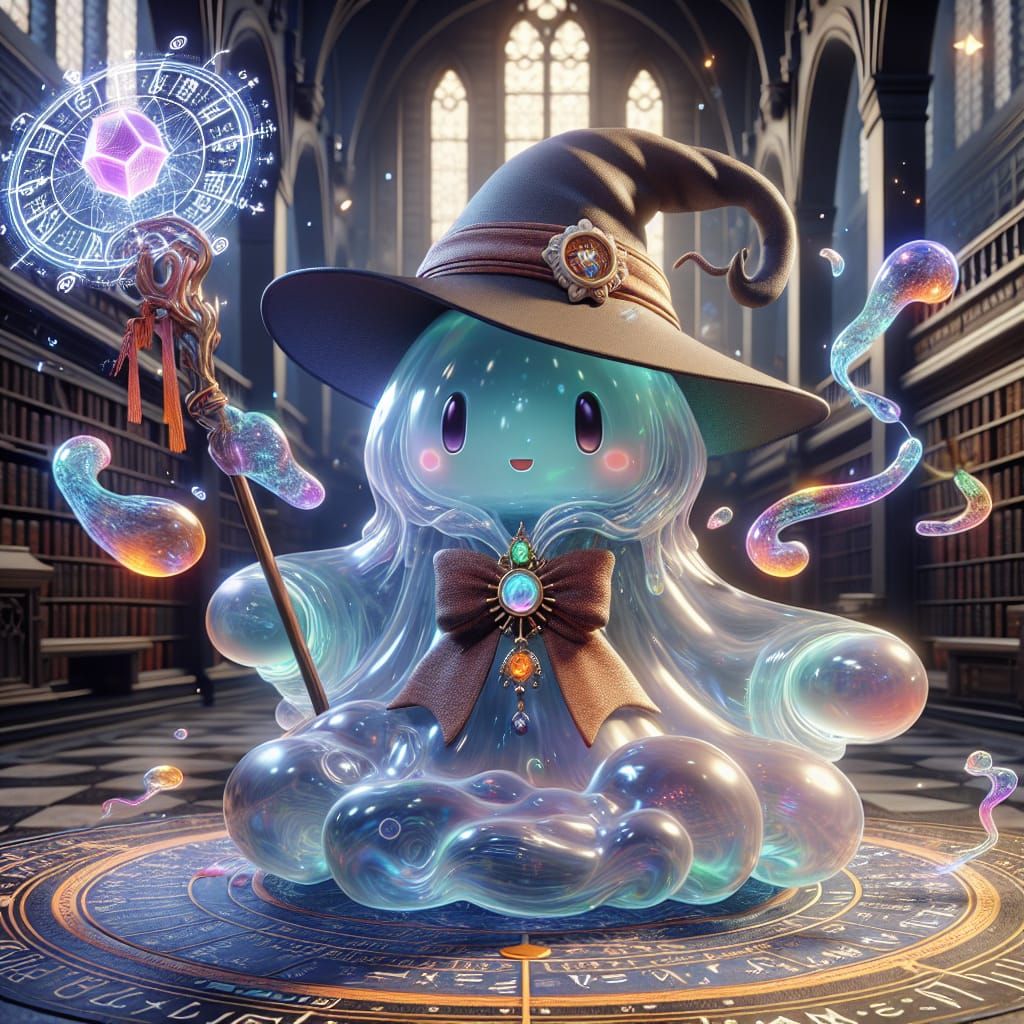 Translucent Slime Witch in Fantasy Dungeon