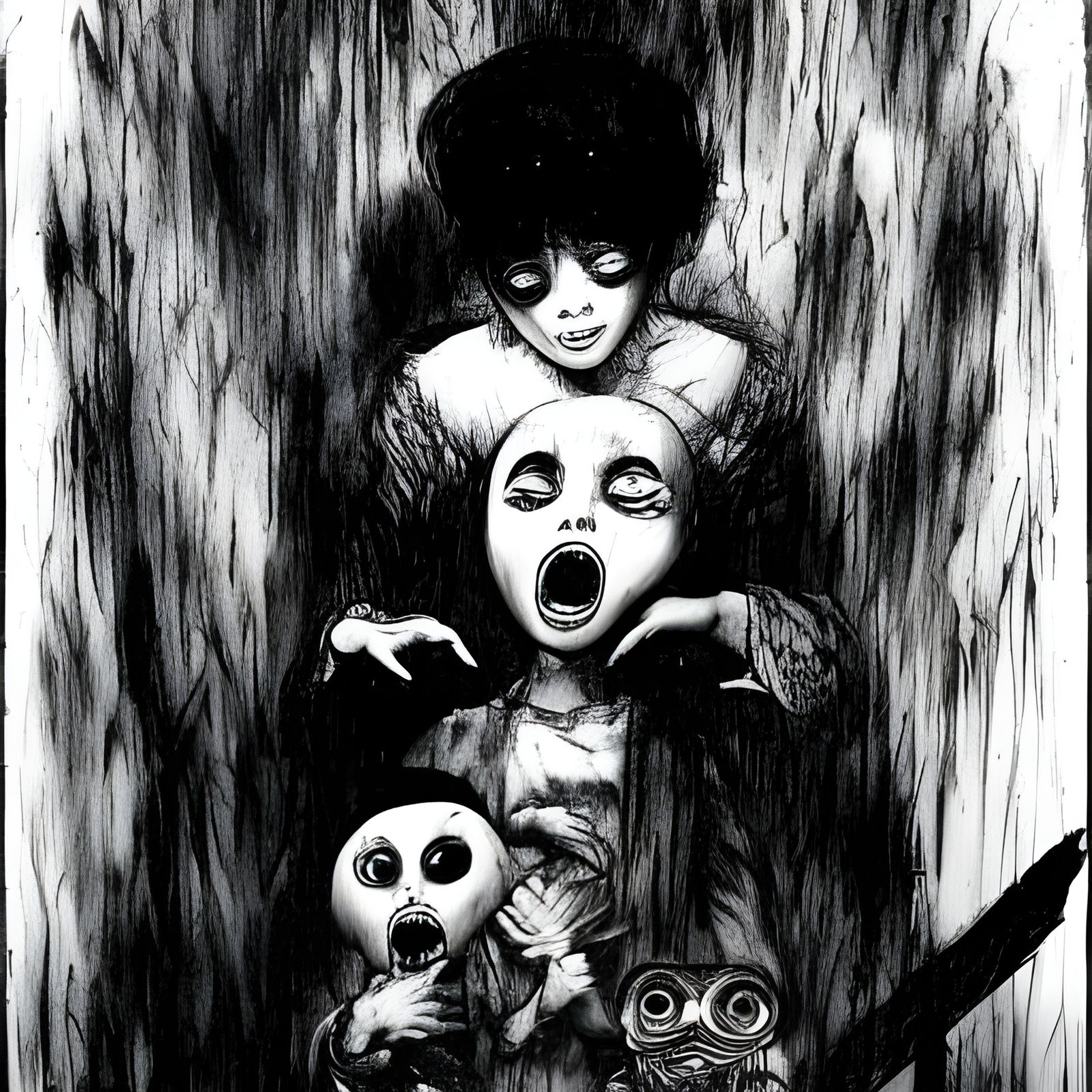 Scary Horror Girl with Music Box, Manga Style