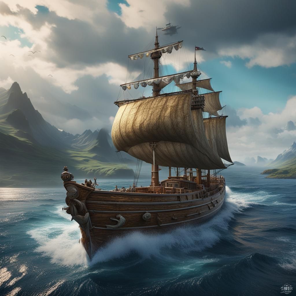 Sailboat to Skye: Detailed Fantasy Concept Art