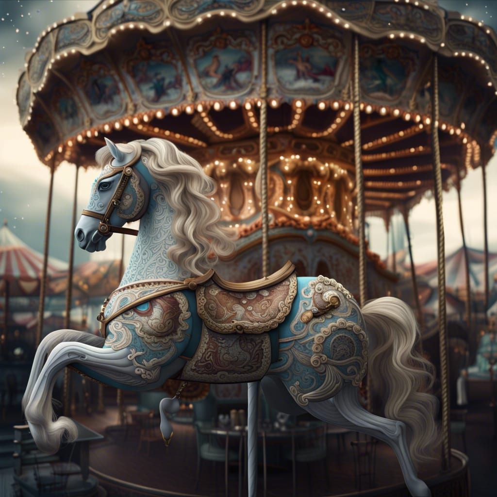 Lace Carousel Horse: Digital Matte Painting