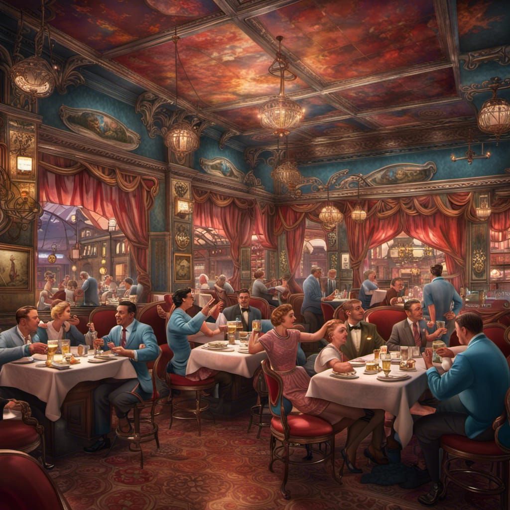 1950s Dining Scene in High Resolution