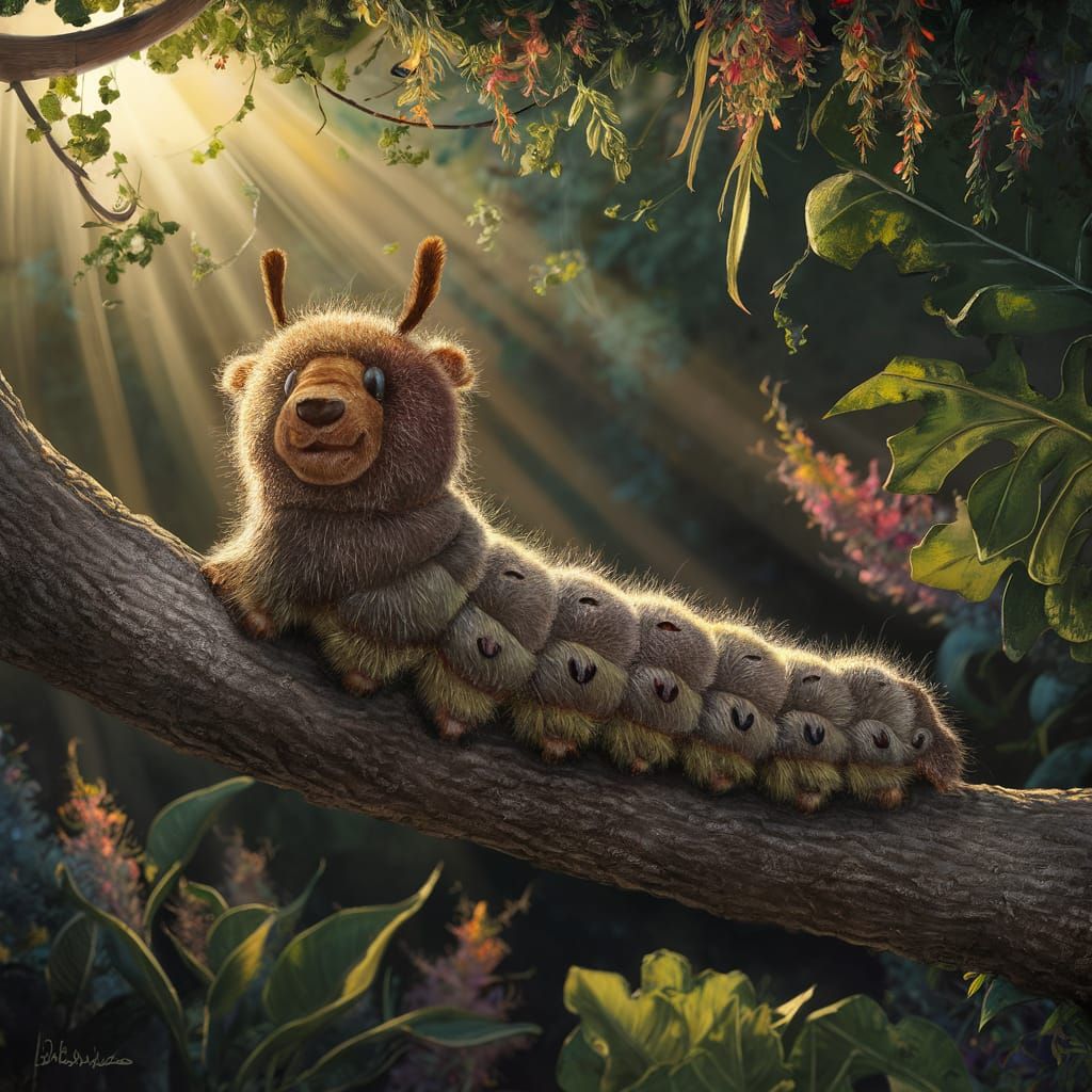 Adorable Woolly Bear Caterpillar on a Branch