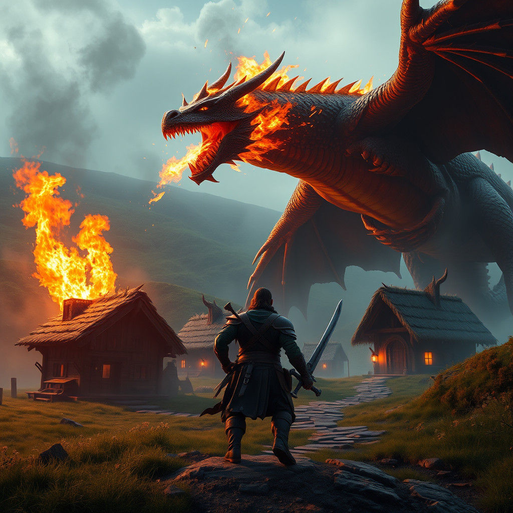 Hobbit Warrior Defends Orphanage From Dragon in Fantasy Land...