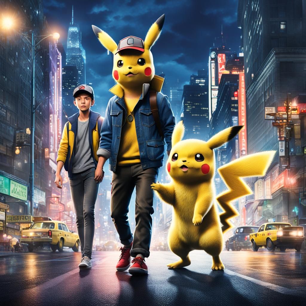Detective Pikachu and Ash Ketchum Together