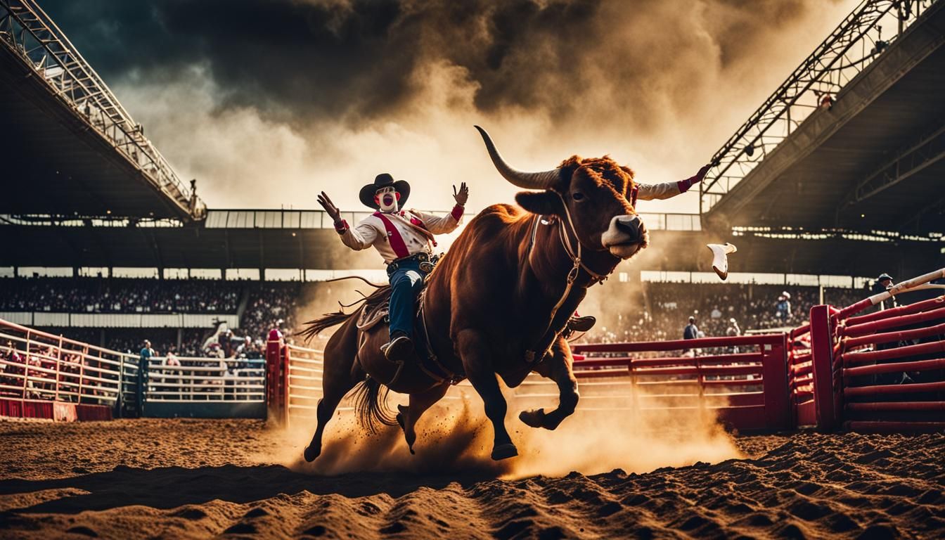 rodeo clown dodging the bull