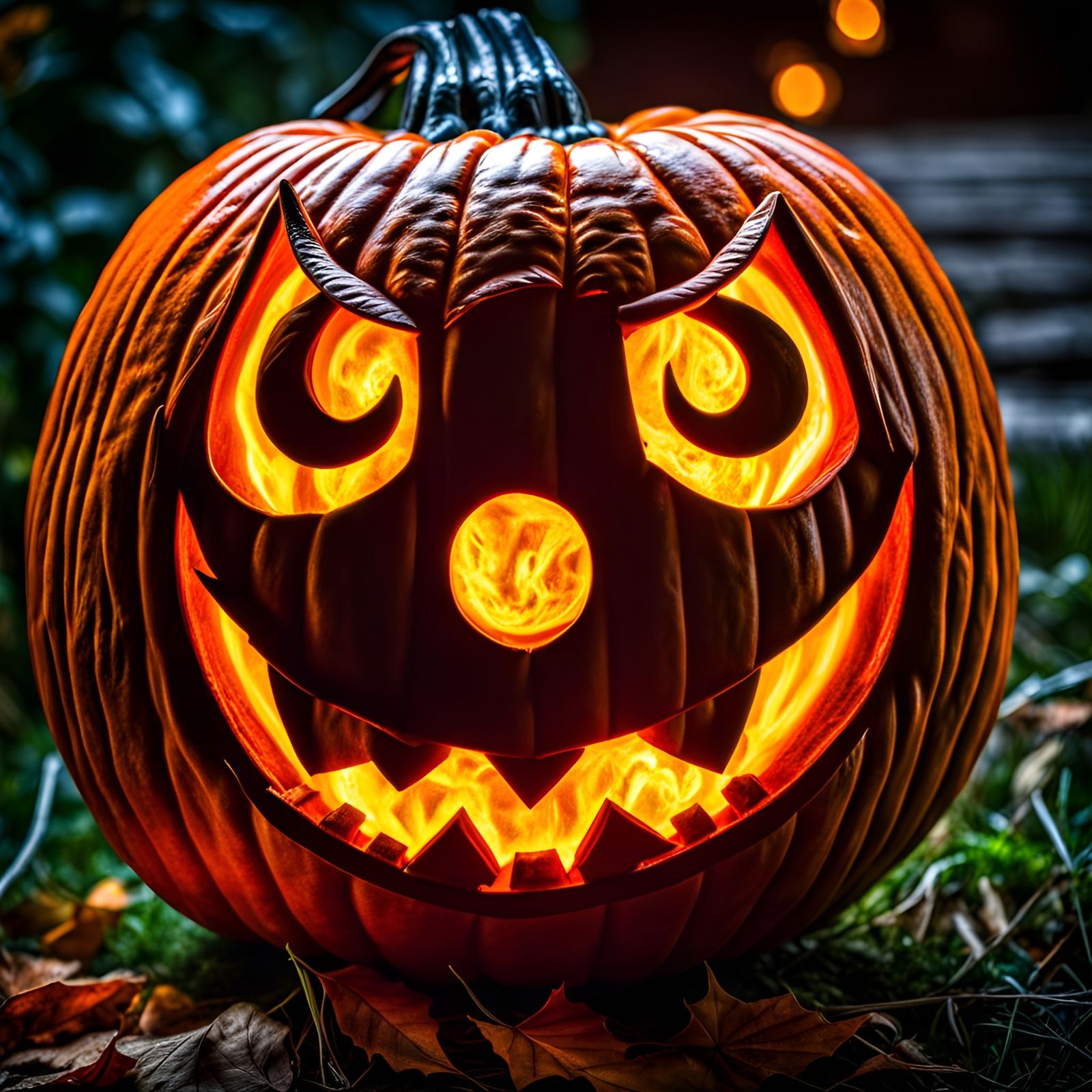 Intricately Detailed Evil Jack-o'-Lantern