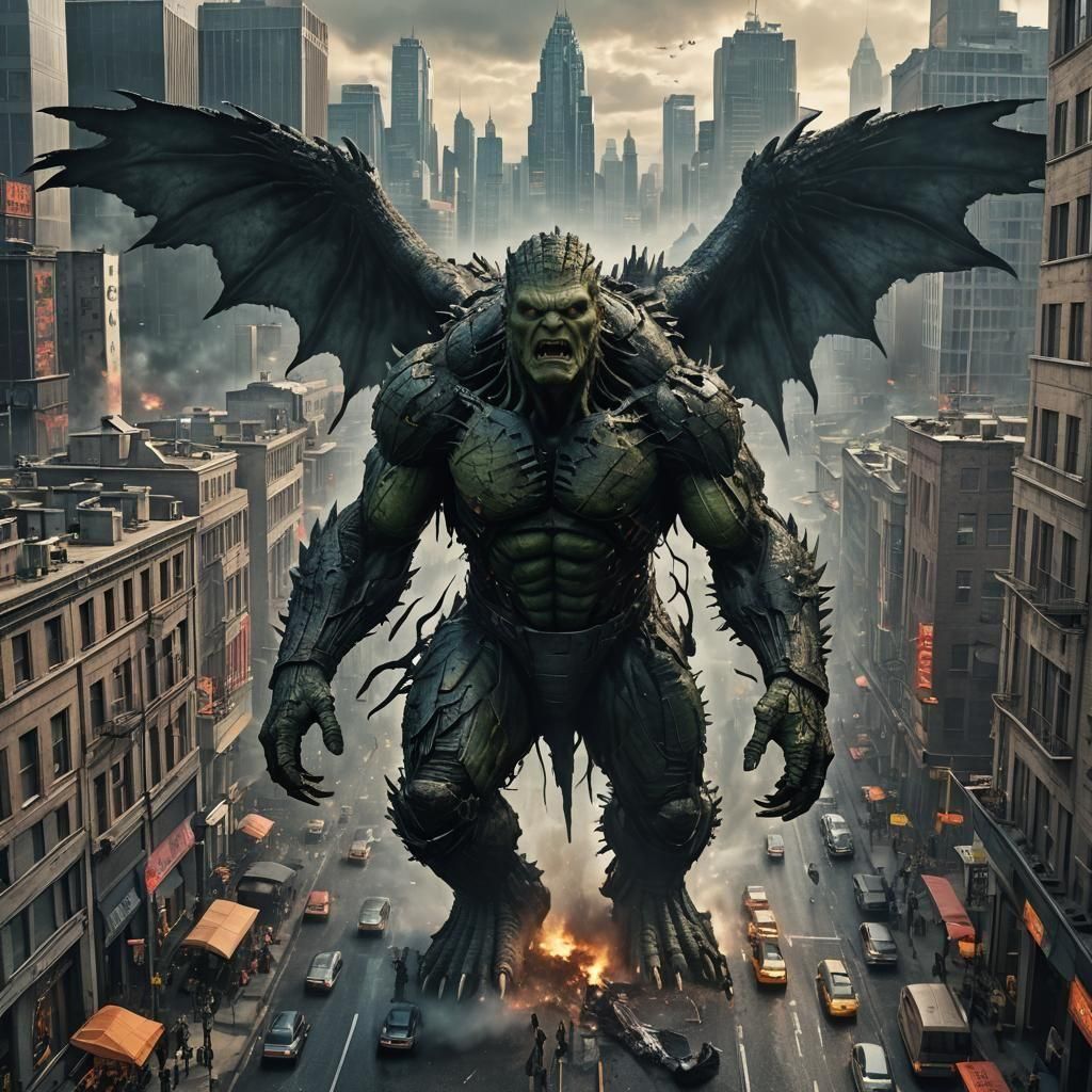 Frankenstein-Godzilla Hybrid Terrorizes City: Digital Matte ...