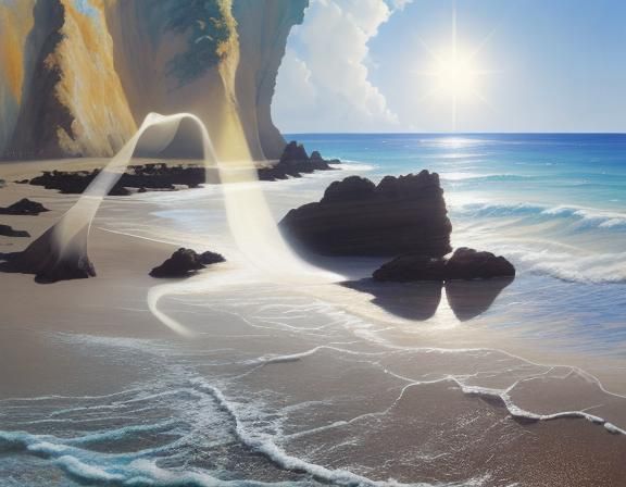 Surreal Beach Scene in Style of Salvador Dali