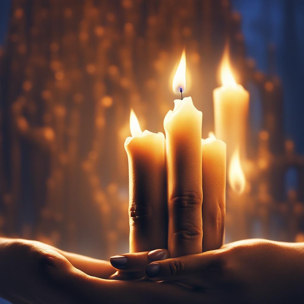 Hand as Lighted Candle in Fantasy Art Style