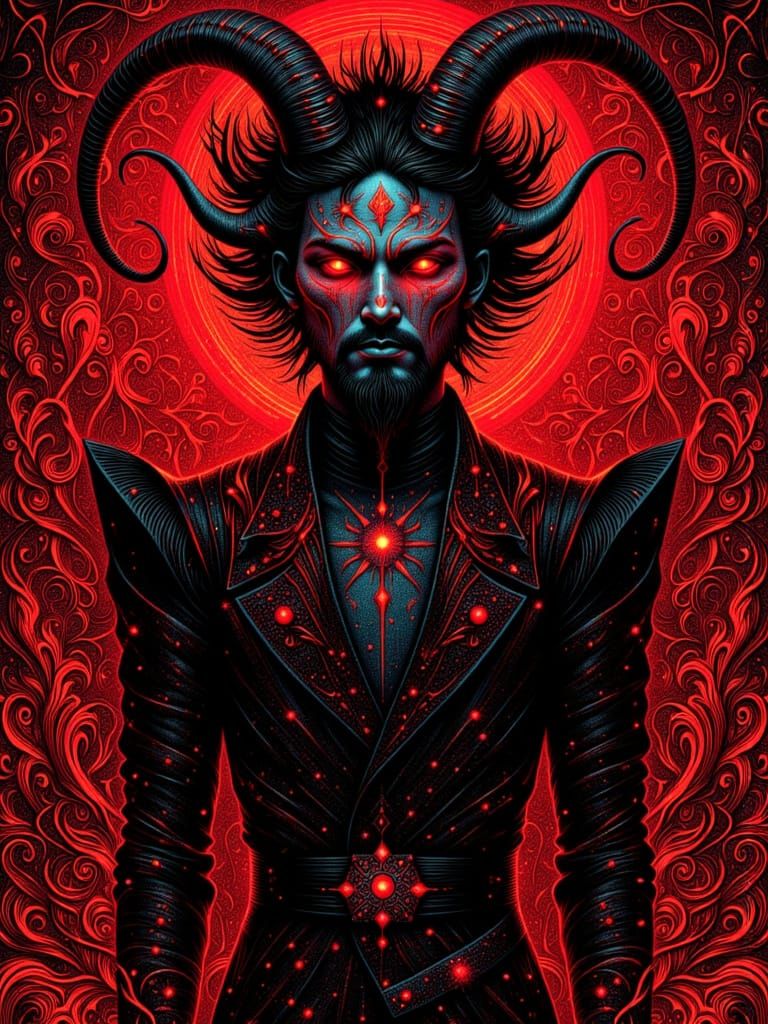 Grotesque Demonic Figure in Stark Linocut Style