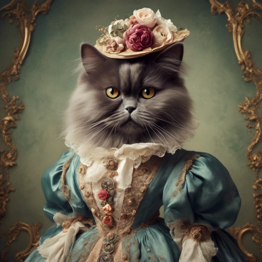 <lora:Kyoot:1.0> Anthropomorphic female persian cat in Victo...