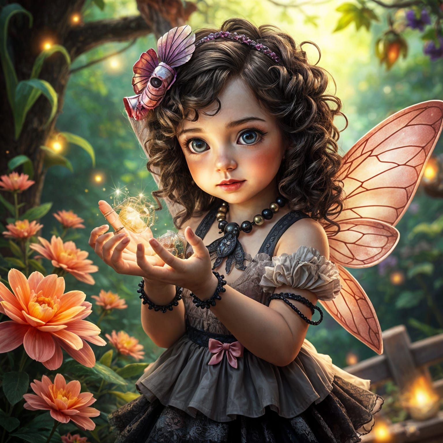 Gothpunk Fairy Baby in Enchanted Garden