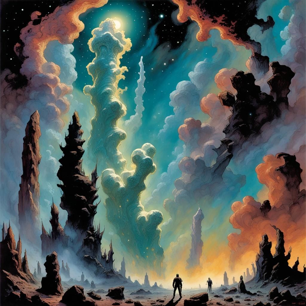 Nebula Space Warrior in Dark Fantasy Style