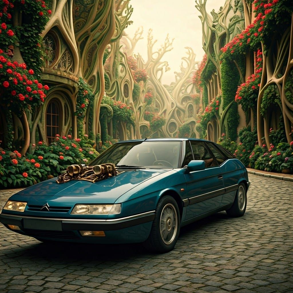 Steampunk Citroën XM Concept in Art Nouveau Village