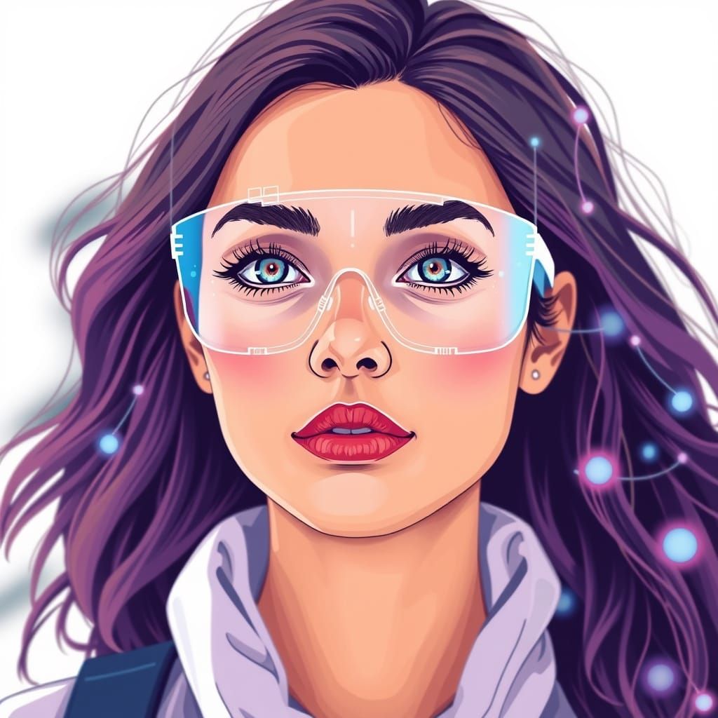 Futuristic Metaverse Woman in Vector Style