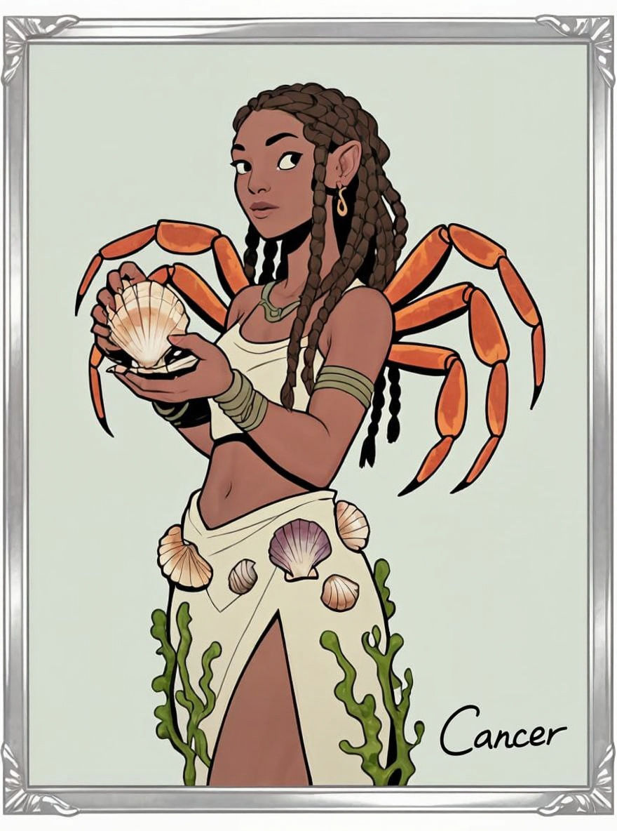 Anthropomorphic Crab Portrait in Minimalist Flat Art Style