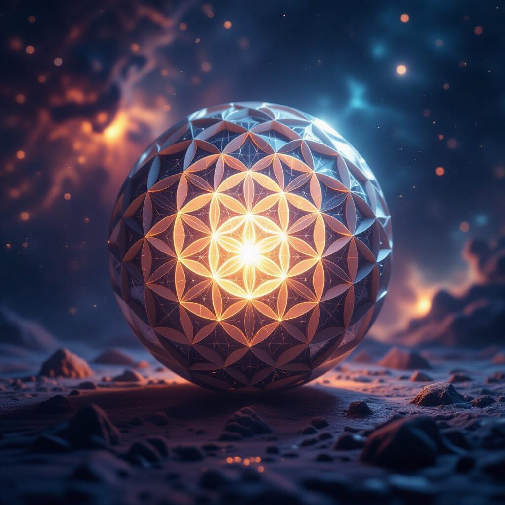 Seed of Life Planet in Cosmic 8K Film Photo
