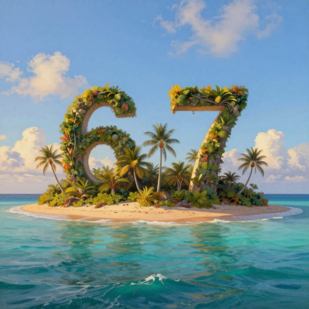 Island Shaped 6-7 with Palm Trees