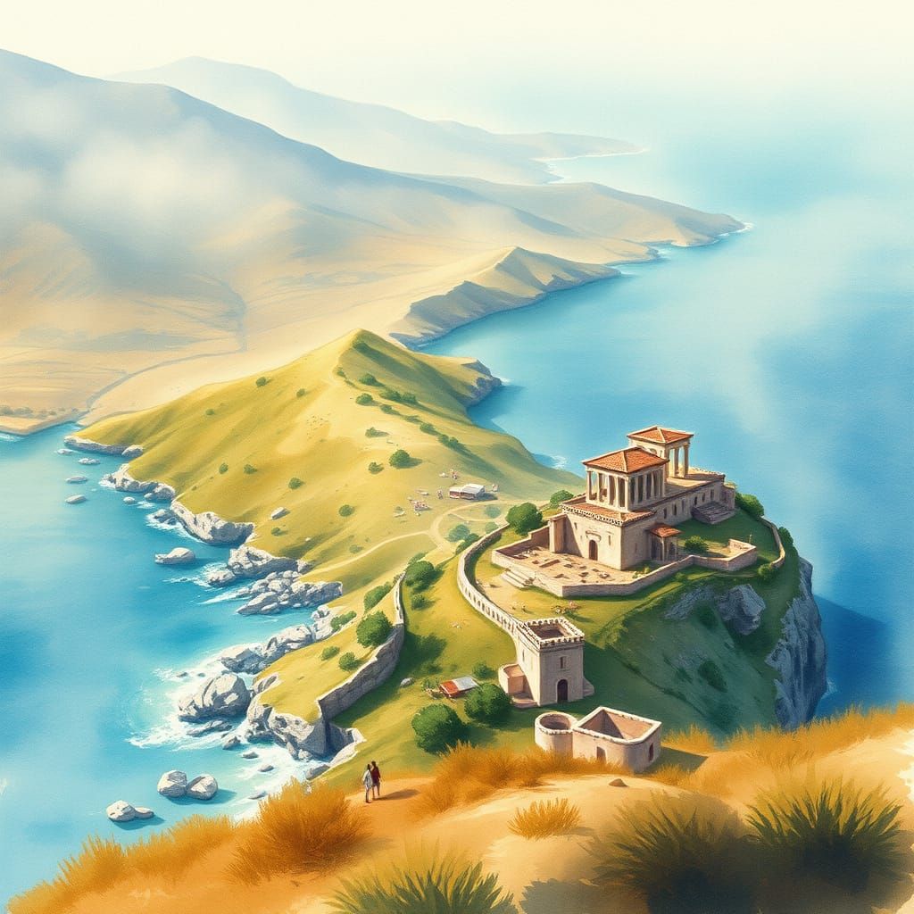 Sardinia and Albania Merge in Impressionist Watercolor