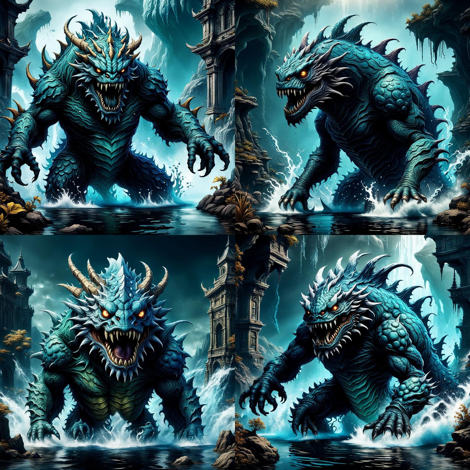 Detailed Matte Painting of a Water Monster