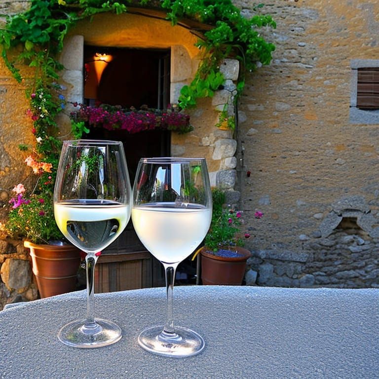 Wine Glass for Two in Tuscany, Italy
