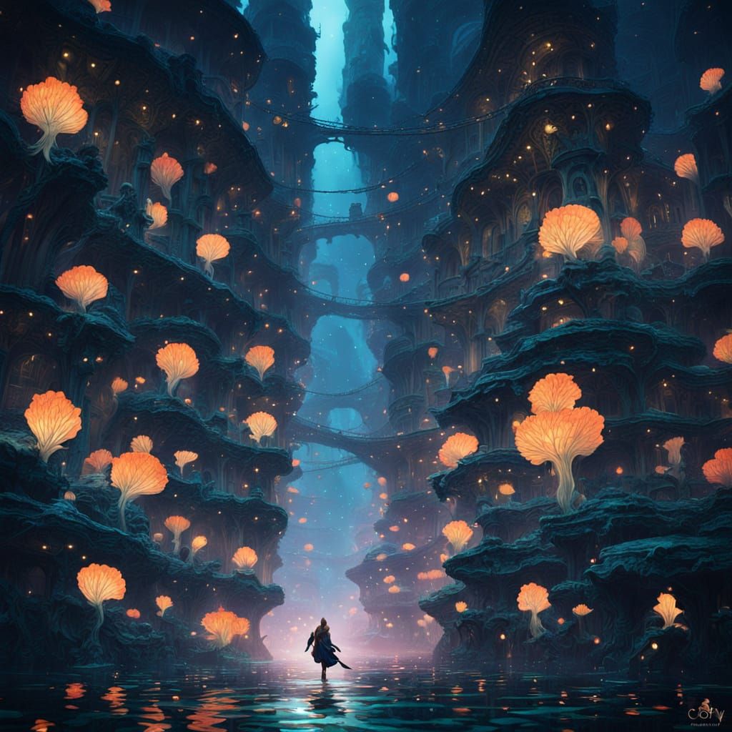 Ethereal Underwater City of Coral and Shipwrecks