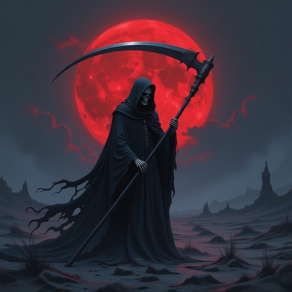 Grim Reaper in Shadow with Ethereal Glow