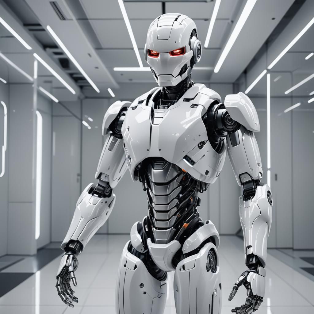 Sleek Futuristic Robot in High-Tech Environment