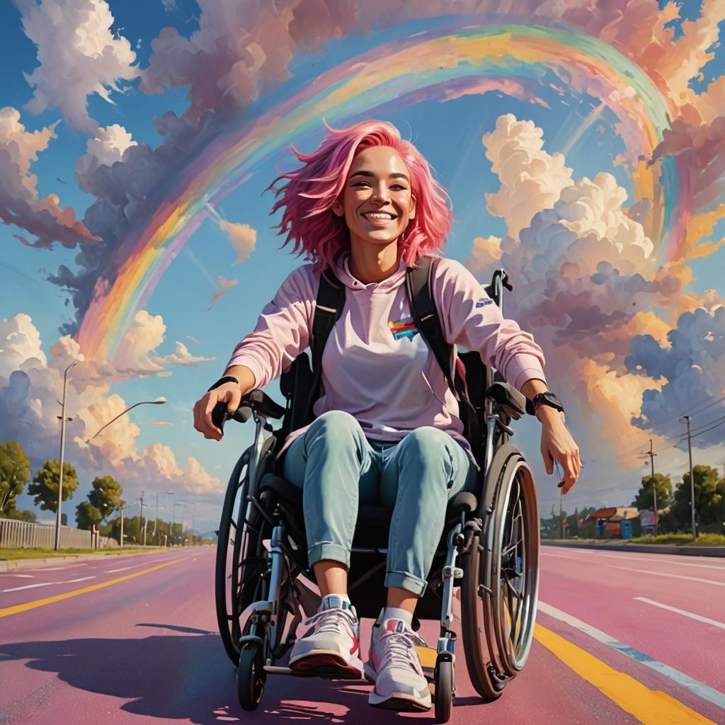 Para Athlete on Rainbow Road to the Sky