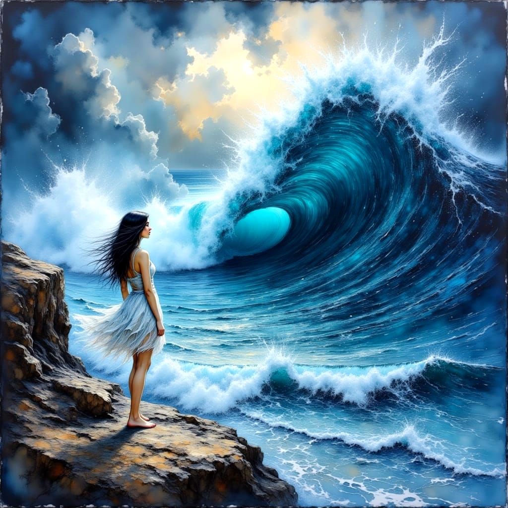 Daughter of the Sea with Rising Waves