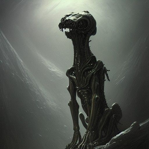 Biomechanical Alien Hound in Gothic Horror Style