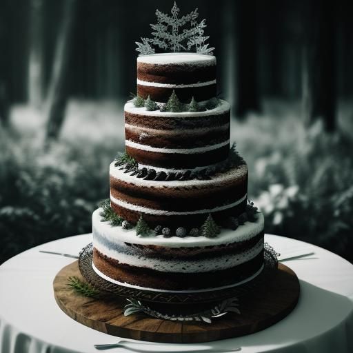 Forest Theme Wedding Cake in Hyperrealistic Style