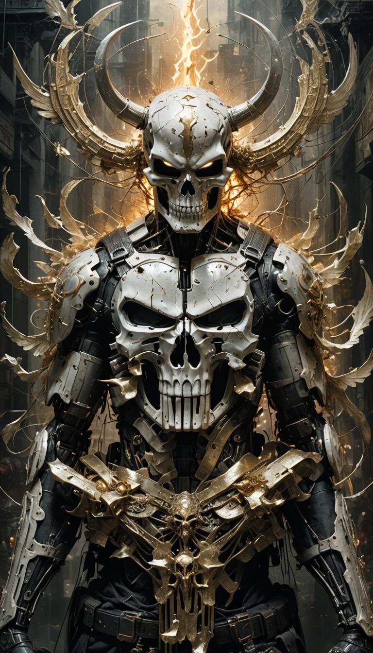 Angelic Fury Punisher in Hyperrealistic Style