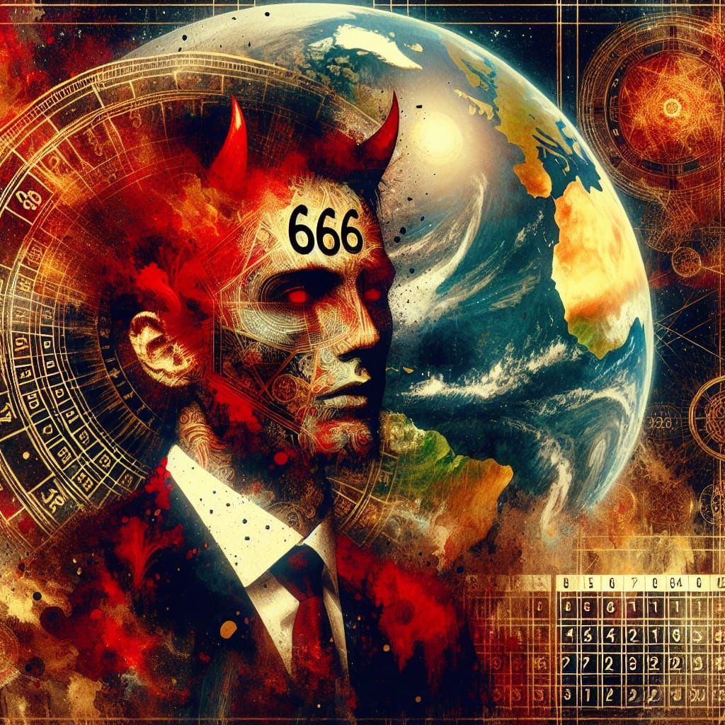 Person with 666 Mark as Watercolor Painting