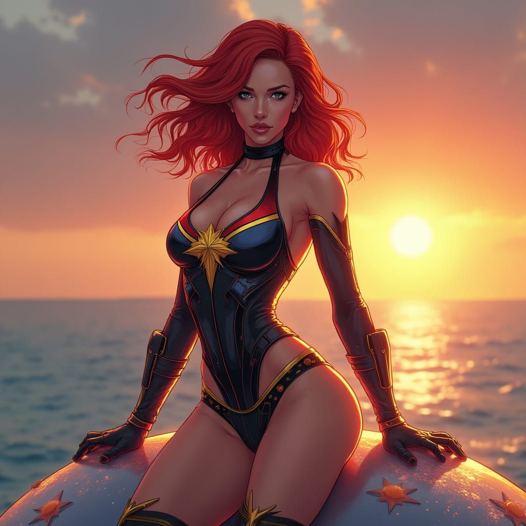 Futuristic Superheroine in High-Tech Bikini