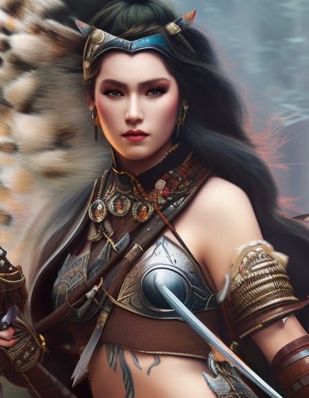 Barbarian Warrior in Wilderness: Photorealistic Fantasy Art