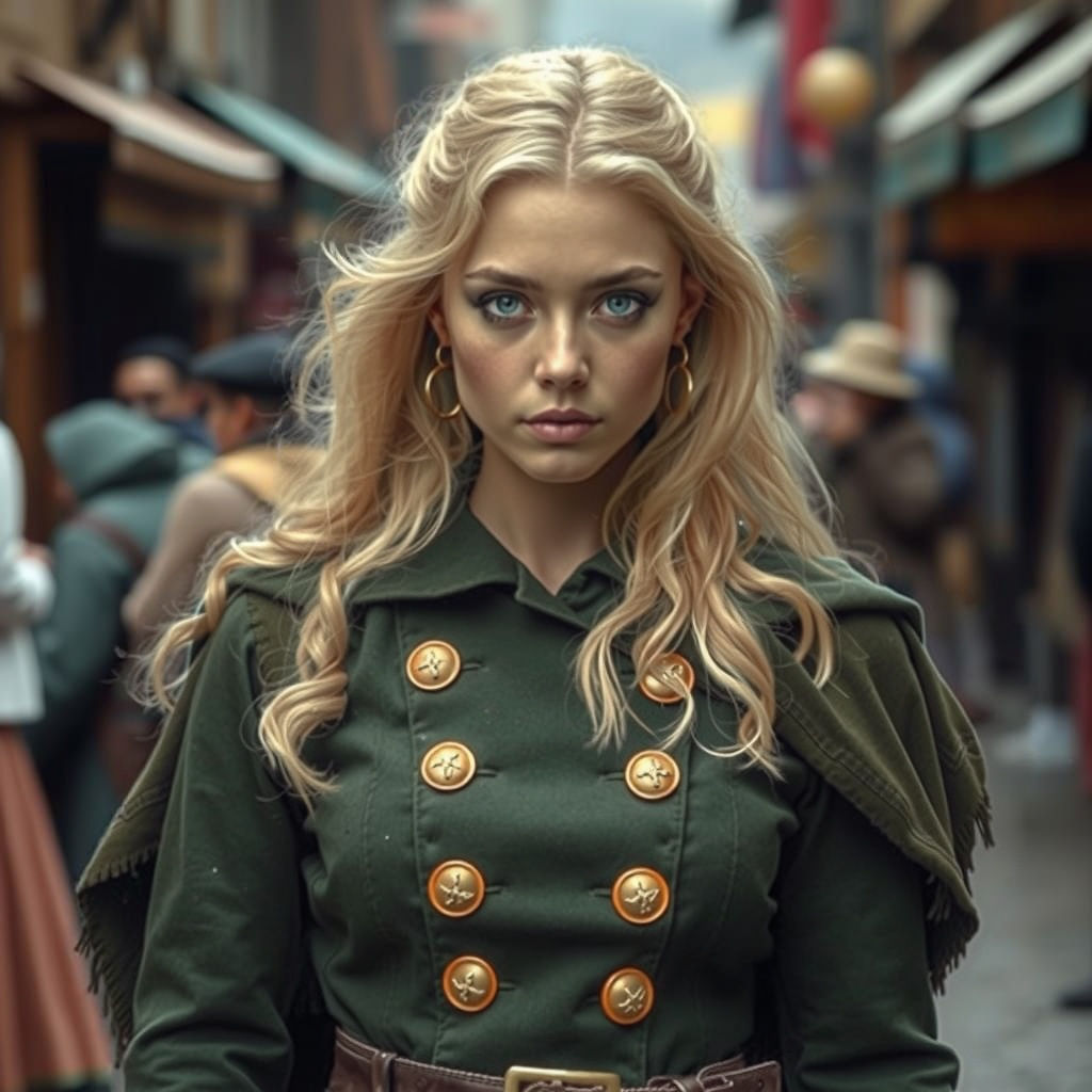 Elegant Musketeer Commander in Crowded Marketplace