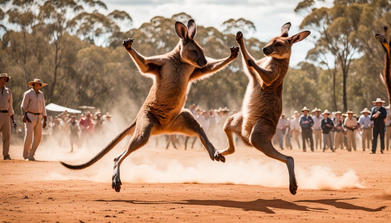 A karate match between kangaroos .