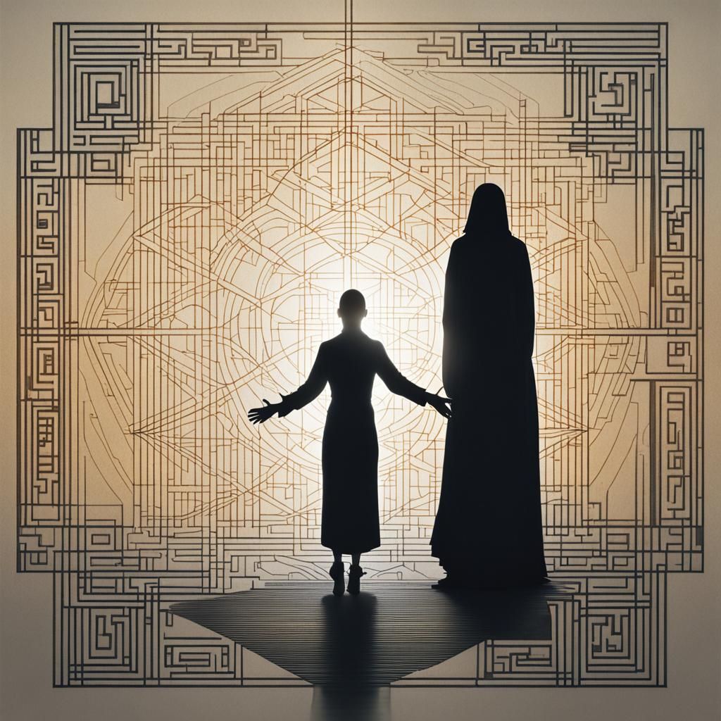 Woman's Enlightenment with Sacred Geometry, Digital Art