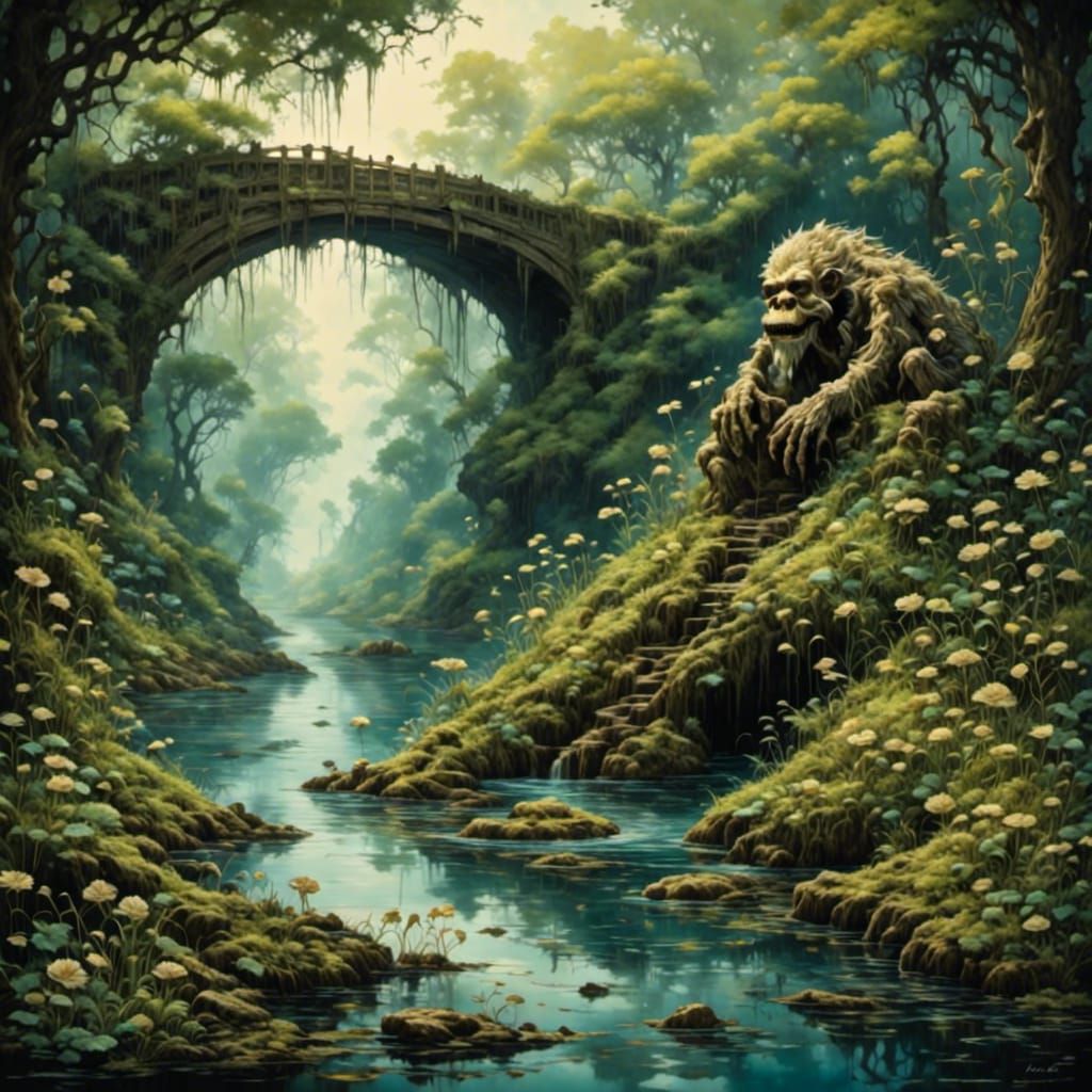 Impressionistic Bridge Troll Inspired by Monet