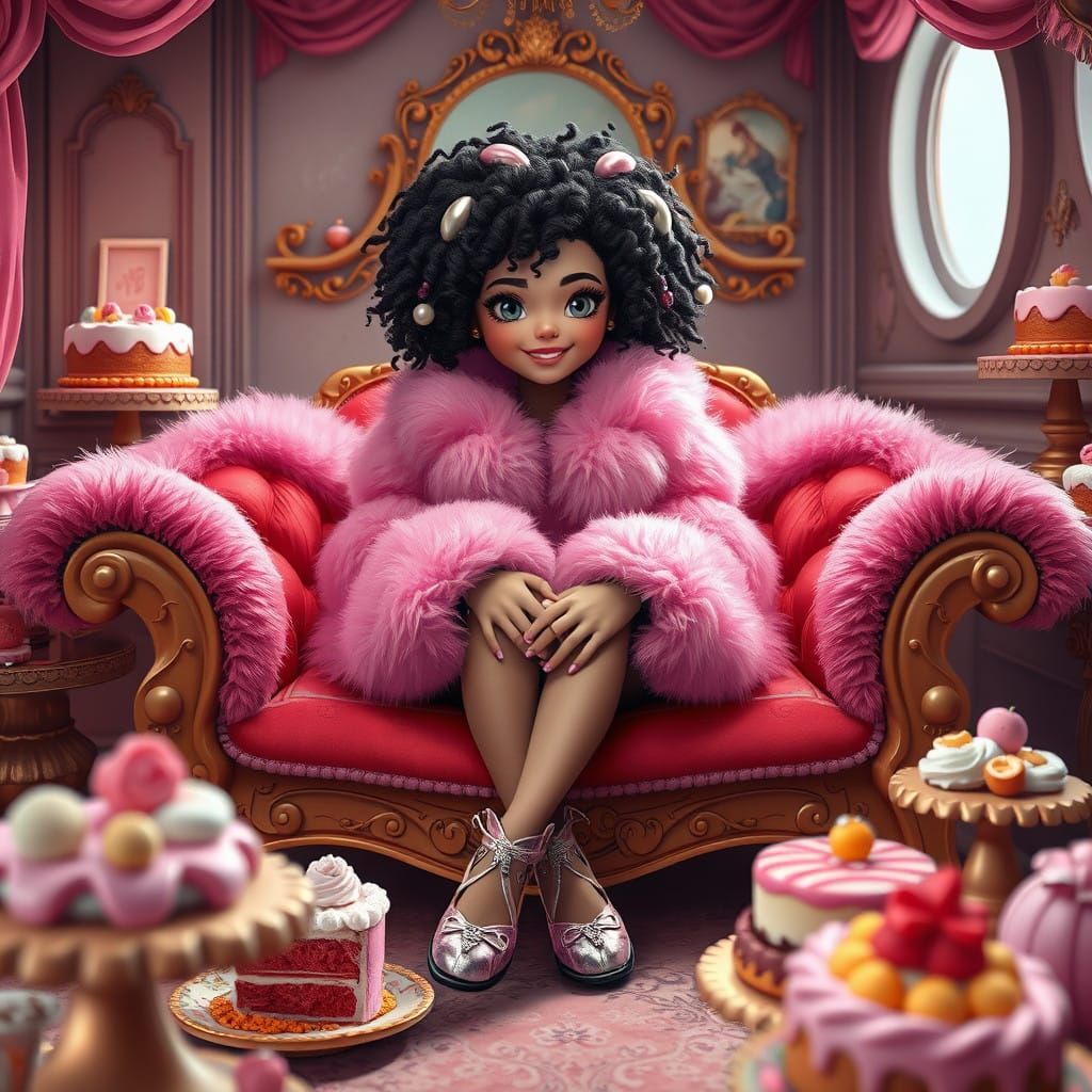 Girl in Whimsical Fantasy Setting in Vibrant Colors and Text...