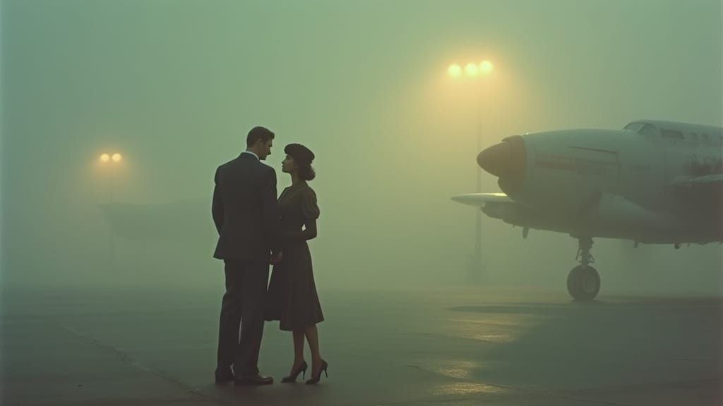 Rick and Ilsa's Bittersweet Farewell in Foggy Casablanca Air...