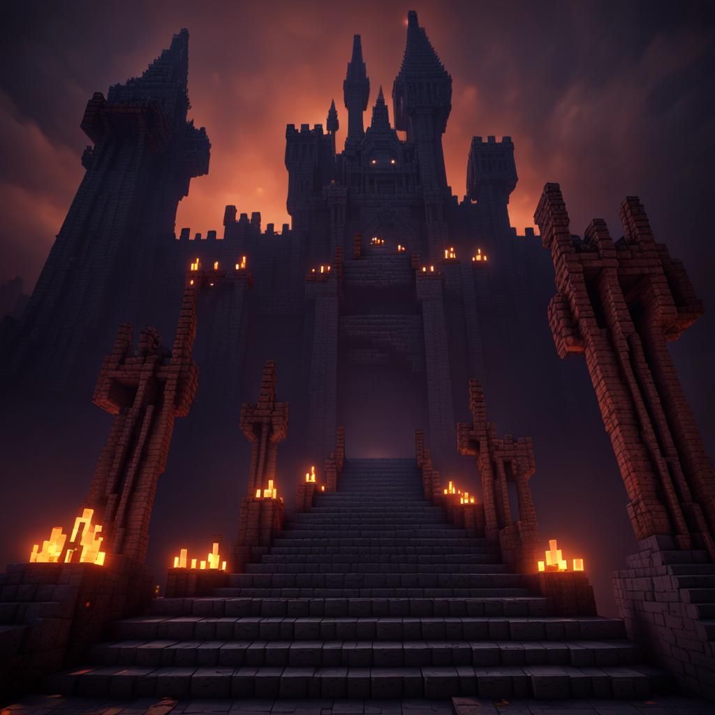 Eerie Minecraft Castle Descending into Darkness