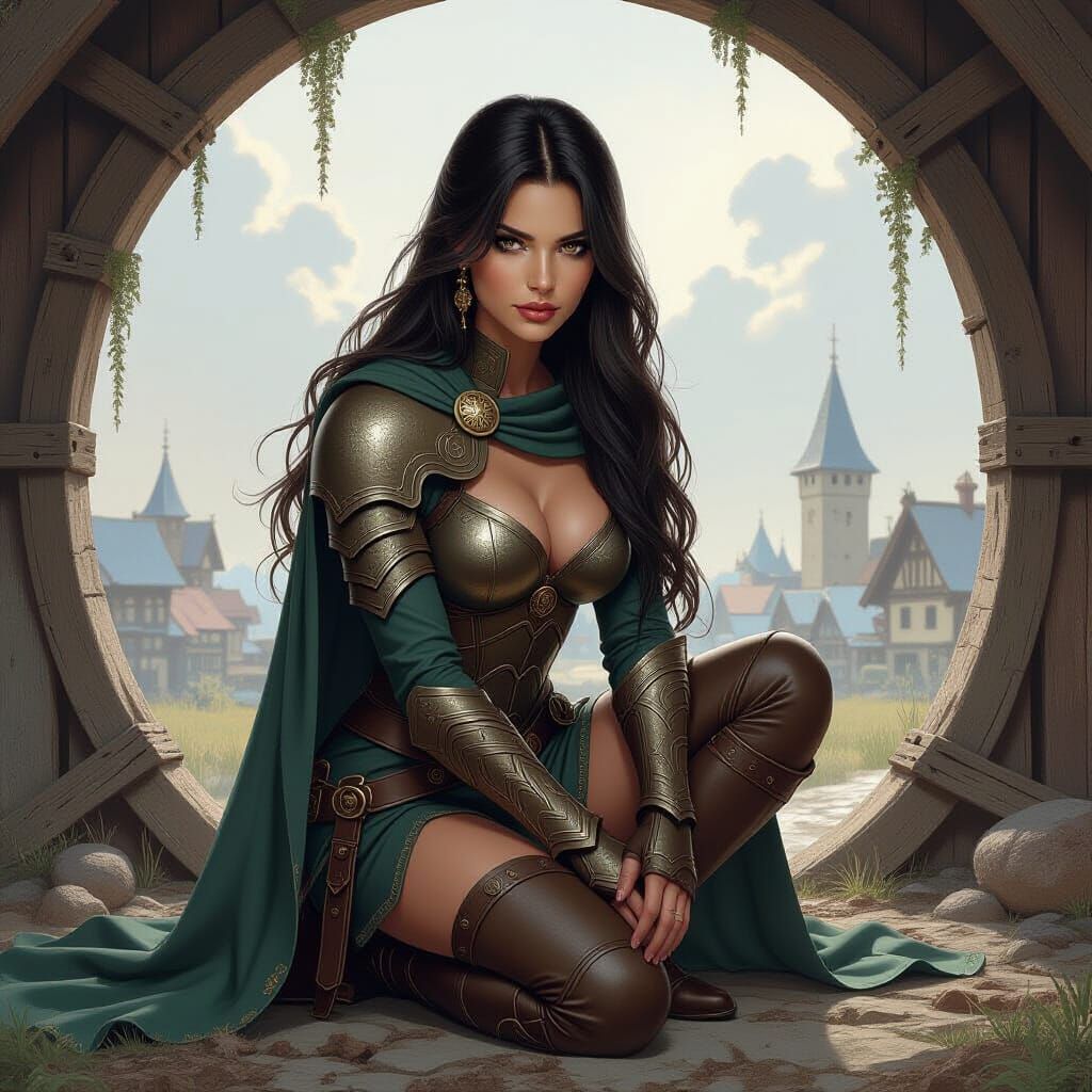 Warrior Kneels in a Destroyed Village: Splash Art