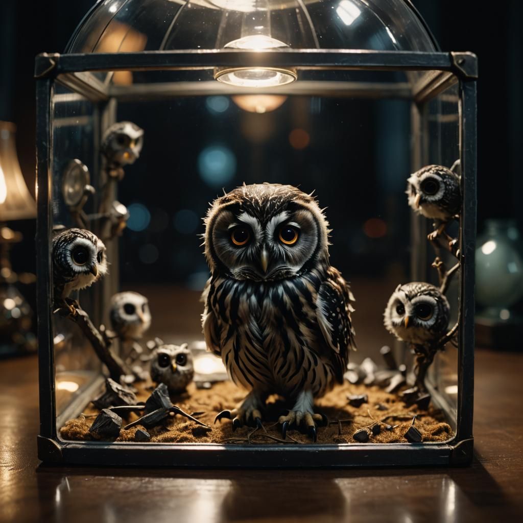 Evil Twin: Baby Owl in Dark Mirror Reality