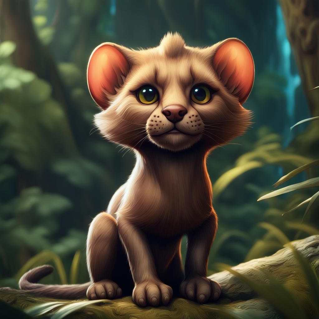 Cute Fluffy Fossa in Detailed Digital Art