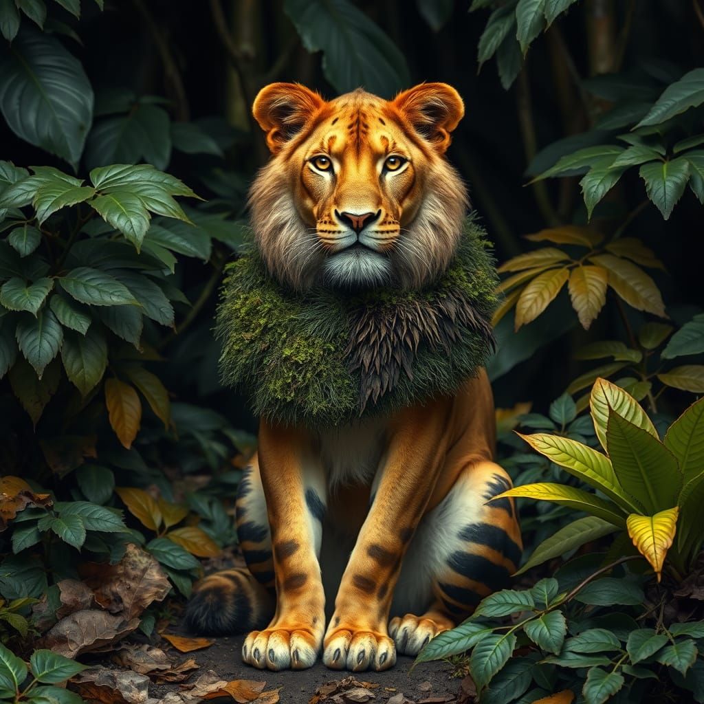 Lioness with Black Stripes in Australian Rainforest